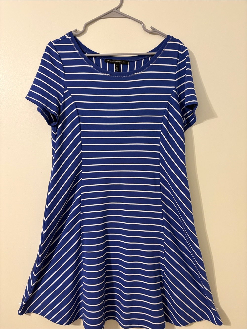 White House Black Market Blue and White Striped A-Line Dress